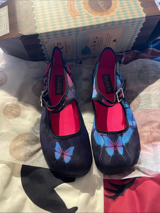 Hot Chocolate Design Shoes - Hot Chocolate Designs Blue & Pink Butterfly Mary Jane Flats